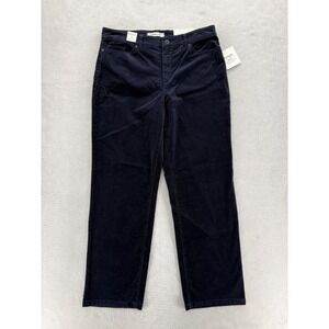 Croft & Barrow Straight High Rise Corduroy Pants Womens 14 Blue Stretch Slimming